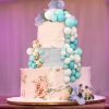 Dekoracja na tort topper urodziny kula na piku kulka niebieski 3 cm 10x